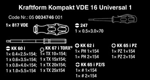 סט מברגים מתחלף KK VDE 16 1000V סט 16 חלקים מקט 05003474001 WERA