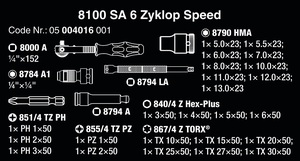 סט רטצ'ט מהיר 8100SA 6 Zyklop מרובע "1/4 28 חלקים מקט 05004016001 WERA
