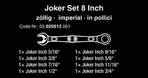 סט Joker של מפתחות פתוח/רינג-רטצ'ט מידות אינצ'יות 8 חלקים מקט 05020012001 WERA