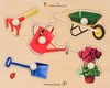 פאזל כפתורי עץ - 5 כלי גינה