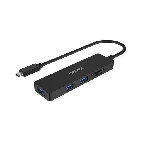 מפצל + קורא כרטיסים H1108B uHUB Q4+ 5-in-1 USB-C Hub with Dual Card Reader