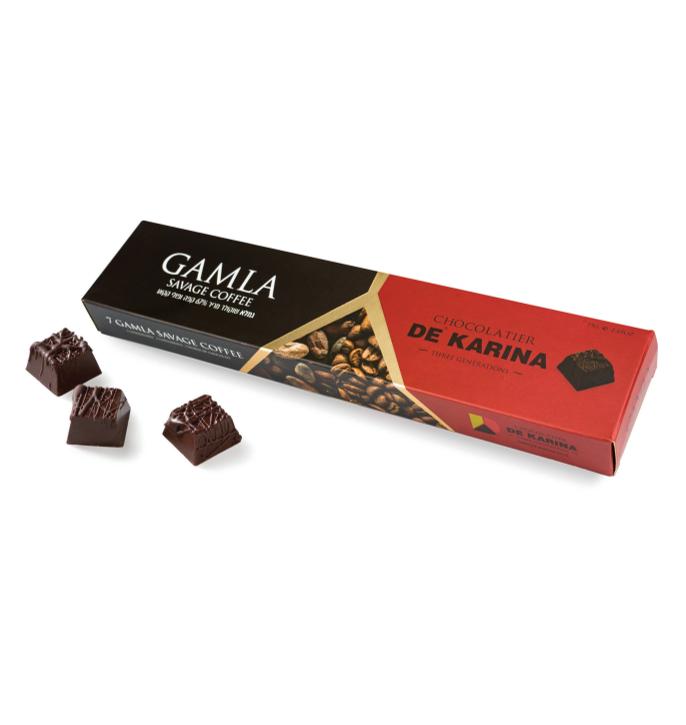 7 פרלינים Gamla Savage Coffee פסיפסי שוקולד קפה ללא גלוטן מריר איכותי עם פולי קקאו פראי