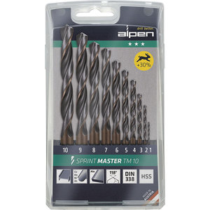 סט 10 מקדחי מתכת Sprint Master TM10 מידות 1-10 מ"מ מקט 811092100 Alpen
