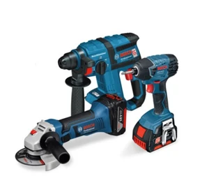 סט נטען מקצועי 18V אימפקט רטיטה + פטישון + משחזת + 2 סוללות BOSCH HH3 6AH