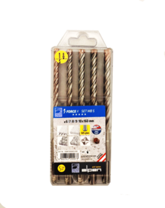 סט 5 מקדחים לבטון מזויין ראש צלב Force X MB5 מקט 81500005100 Alpen