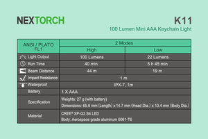 פנס מיני מקצועי 100 לומן NEXTORCH K11