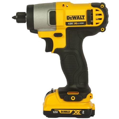 מברגת אימפקט נטענת DEWALT DCF815D2 10.8V XR - גוף קומפקטי צהוב שחור עם שתי סוללות 2 אמפר ומטען, לעבודות הרכבה ותחזוקה
