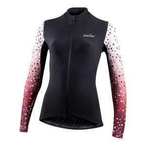 חולצת רכיבה נשים BOW CORSA LADY JERSEY שחור-חום  ארוכה אלסטית טכנית מחממת שוברת רוח מנדפת ומתקדמת
