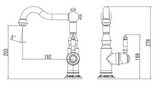 ברז רחצה ענתיק NX56R45GB עם פיה מעוצבת בגימור זהב מט.