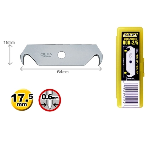 להבי קרס לסכים בטיחות דגם: HOB-2/5 מתוצרת OLFA