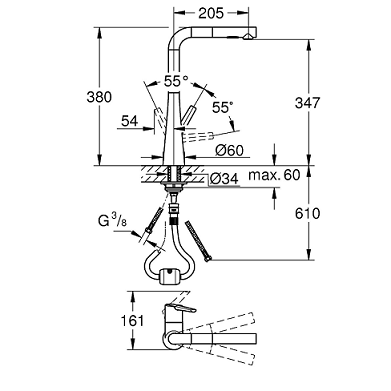 GROHE ברז מטבח נשלף סדרת ZEDRA מקט 32553002
