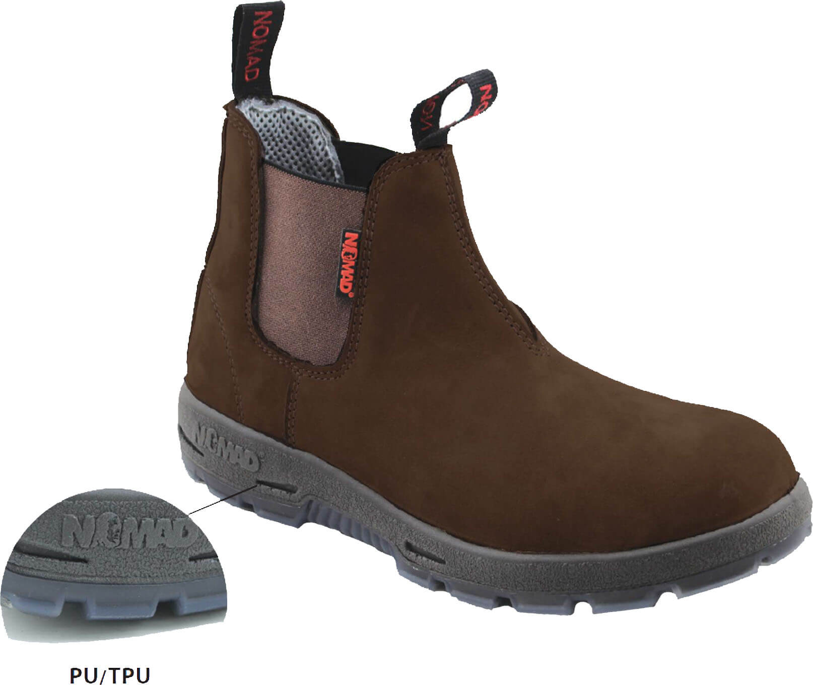 מגף נעלי עבודה בטיחות אוסטרלי Nomad S1 חום קפה PU/TPU 