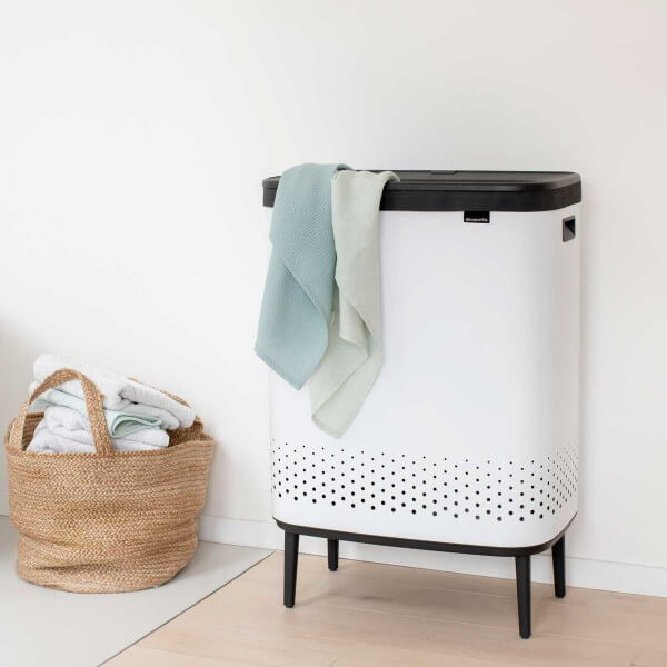BO סל כביסה מחולק 45+45 ליטר, לבן Brabantia