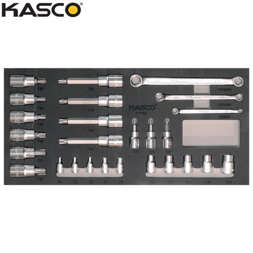 סט בוקסות TORX וגם E מודולרי - 27 יח‘ בסט KASCO