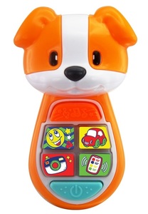 טלפון משחק אורקולי לפעוטות עם מראה מתרוממת בלחיצה - כלבלב