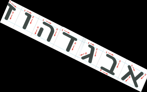 סרגל מפל צורת כתיבת אותיות דפוס