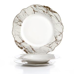 מערכת אוכל 18חל. marble לבן/זהב