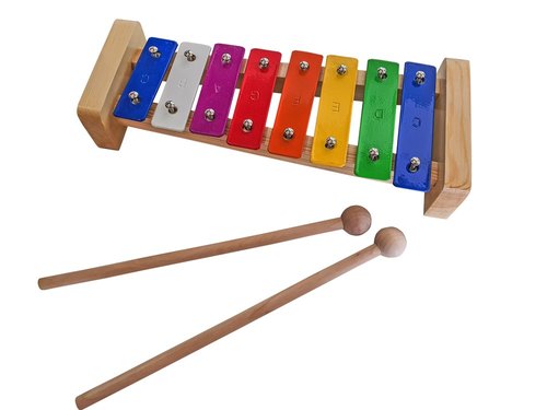 קסילופון צבעוני מעץ 8 קלידים ו 2 מקלות
