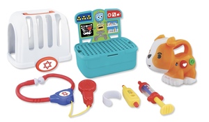 ערכת וטרינר עם כלבלב אורקולי, כלוב, סטטוסקופ - 9 חלקים