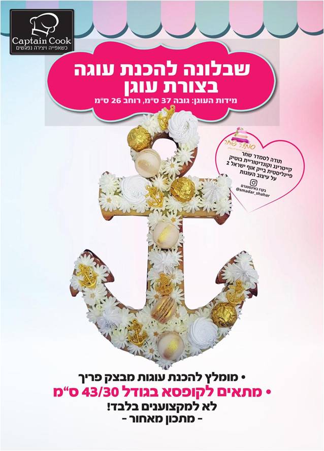 שבלונה מפלסטיק לעוגה בגודל A3 בצורת עוגן