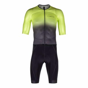 חליפת רכיבה שלמה NEW ERGO SUIT  שחור-צהוב פלורסנטי אירודינמית אלסטית מתקדמת 3D מנדפת