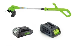 חרמש נטען 24V ראש מסתובב ומתכוונן Deluxe  משופר + סוללה 2A ומטען מהיר דגם G24VST גרין וורקס