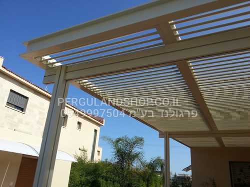 פרגולת אלומיניום דגם הייטק פרימיום ROYAL CROWN LED הכנה לתאורת LED וכתר U היקפי מרשים והצללת Z