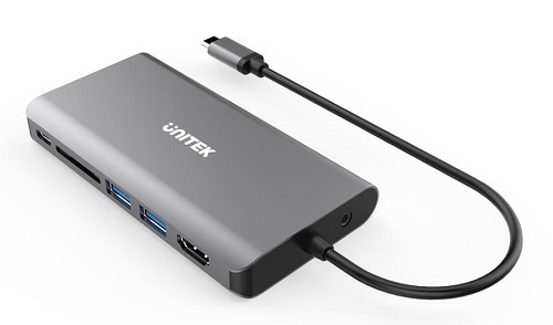 תחנת עגינה אוניברסלית  UNITEK uHUB O8+ 8-in-1 USB3.1 Type-C  D1019A   
