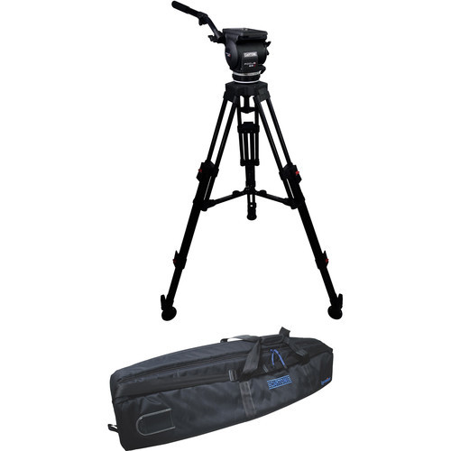 חצובת וידאו סיבי פחמן עם ראש וספרדר אמצע Cartoni Focus 22