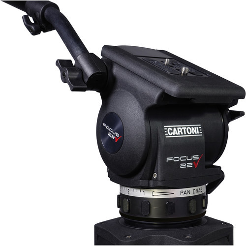 חצובת וידאו סיבי פחמן עם ראש וספרדר אמצע Cartoni Focus 22