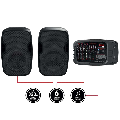 מערכת הגברה 320W עם חיבור Bluetooth מדגם HHS2-210
