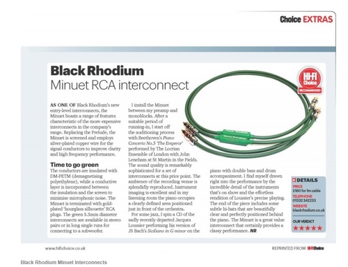 כבל רמקול באורך 1 מטר מבית BLACK RHODIUM דגם Minuet