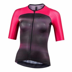 חולצת רכיבה נשים BAS LADY ERGO FIT JERSEY ורוד-שחור אירודינמית ארגונומית קומפרשיין