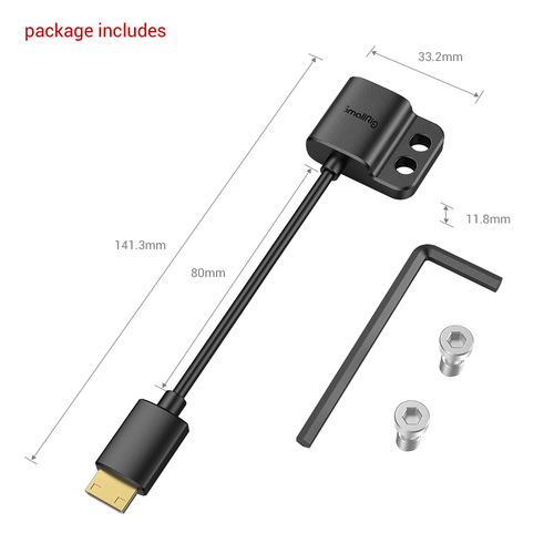 SmallRig 3020 כבל מתאם דק במיוחד מ- HDMI מסוג A לזכר Mini-HDMI מסוג C