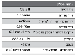 מד מרחק (מטר) לייזר מיני עד 40 מטר Hunter 111414-004 הנטר