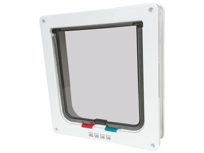 דלת כניסה לבנה לחתול 4 נעילות  Doras Cat Door With Tunnel 4 Way Locking 192x178 mm