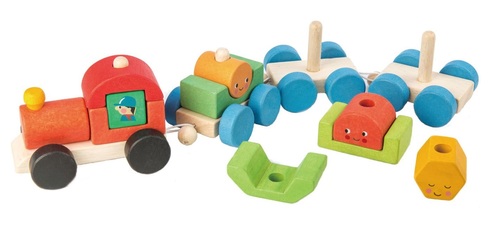 רכבת השחלת צורות מעץ 13 חלקים