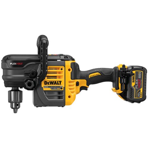 מקדחה נטענת DEWALT DCD460T2 54V FlexVolt - גוף צהוב שחור עם ידית bail וידית צד, תפסן 13 מ