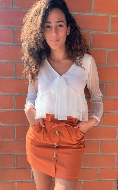 חולצת קארן לבן שמנת