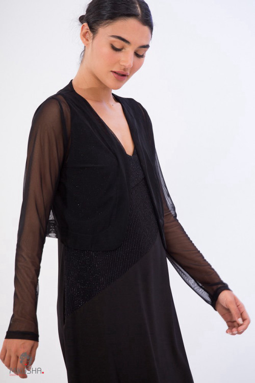 עליונית קצרה שחור שיפון