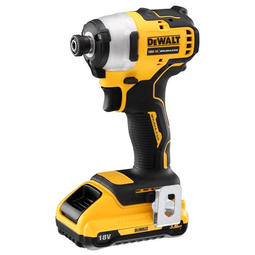 מברגת אימפקט נטענת DEWALT DCF809L2T 18V XR - גוף קצר צהוב שחור עם טבעת תאורת LED, שתי סוללות 3 אמפר ומזוודת TSTAK