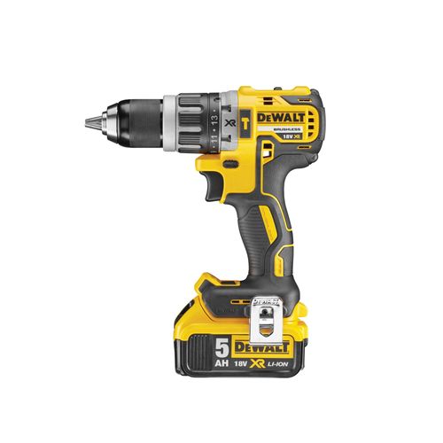 מברגה ומקדחה רוטטת נטענת DEWALT DCD796P2 18V XR - גוף צהוב שחור עם תפסן 13 מ