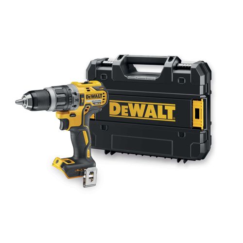 מברגה ומקדחה רוטטת נטענת DEWALT DCD796N 18V XR גוף בלבד - גוף צהוב שחור קומפקטי עם תפסן 13 מ