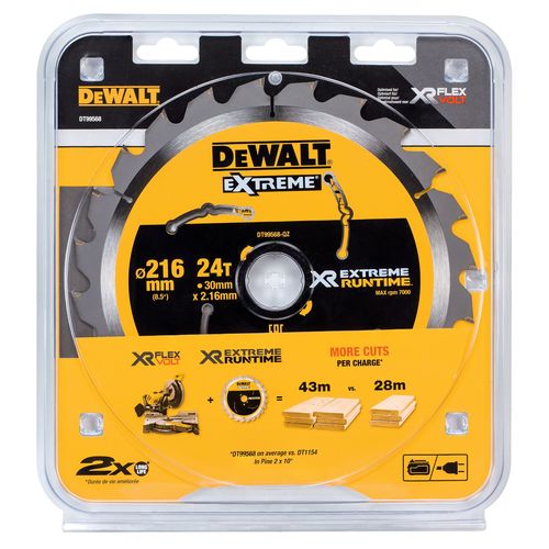 להב מסור עגול לעץ DEWALT DT99568 EXTREME Runtime - קוטר 216 מ