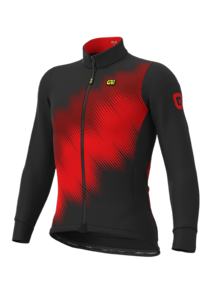 חולצה רכיבה חורף לרכיבת אופניים לגברים SOLID PULSE JERSEY שחור-אדום 