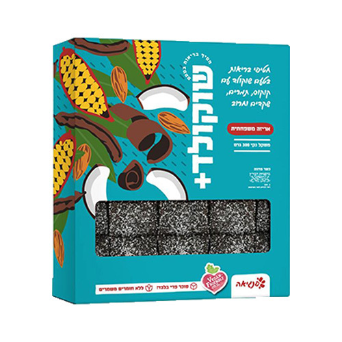 פנגיאה חטיף בריאות בטעם שוקולד, קוקוס, שקדים וחרוב ללא תוספת סוכר 300 גרם