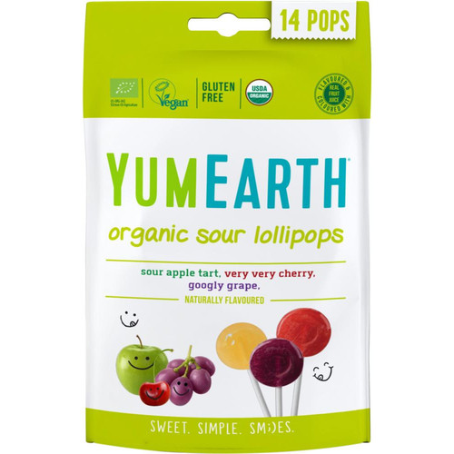 סוכריות אורגניות על מקל בטעמי פירות 85 גרם - Yummy Earth 