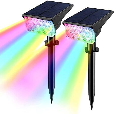 זוג ספוטים סולאריים 20 לדים דגם עדן RGB | תאורה ממוקדת