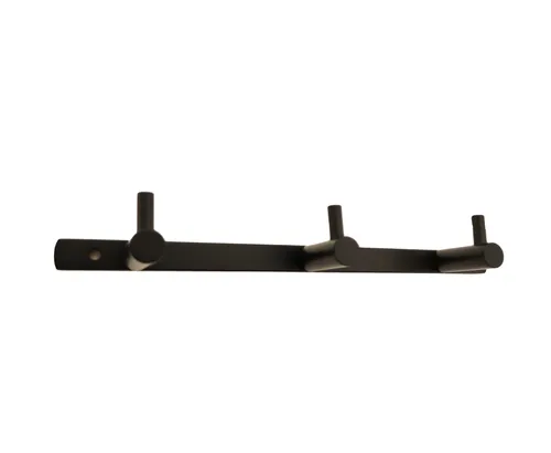 קולב מגבות 3 מתלים Loft שחור מט (קידוח) מתוך קולקציית סדרת Cielo שחור מט (זווית נוספת) - קל לניקוי ותחזוקה לשמירה על מראה חדש ומבריק