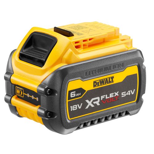 סוללת ליתיום נטענת DEWALT DCB546 XR FlexVolt 18V/54V - 6 אמפר עם מעבר מתח אוטומטי ומד טעינה 3 נורות LED